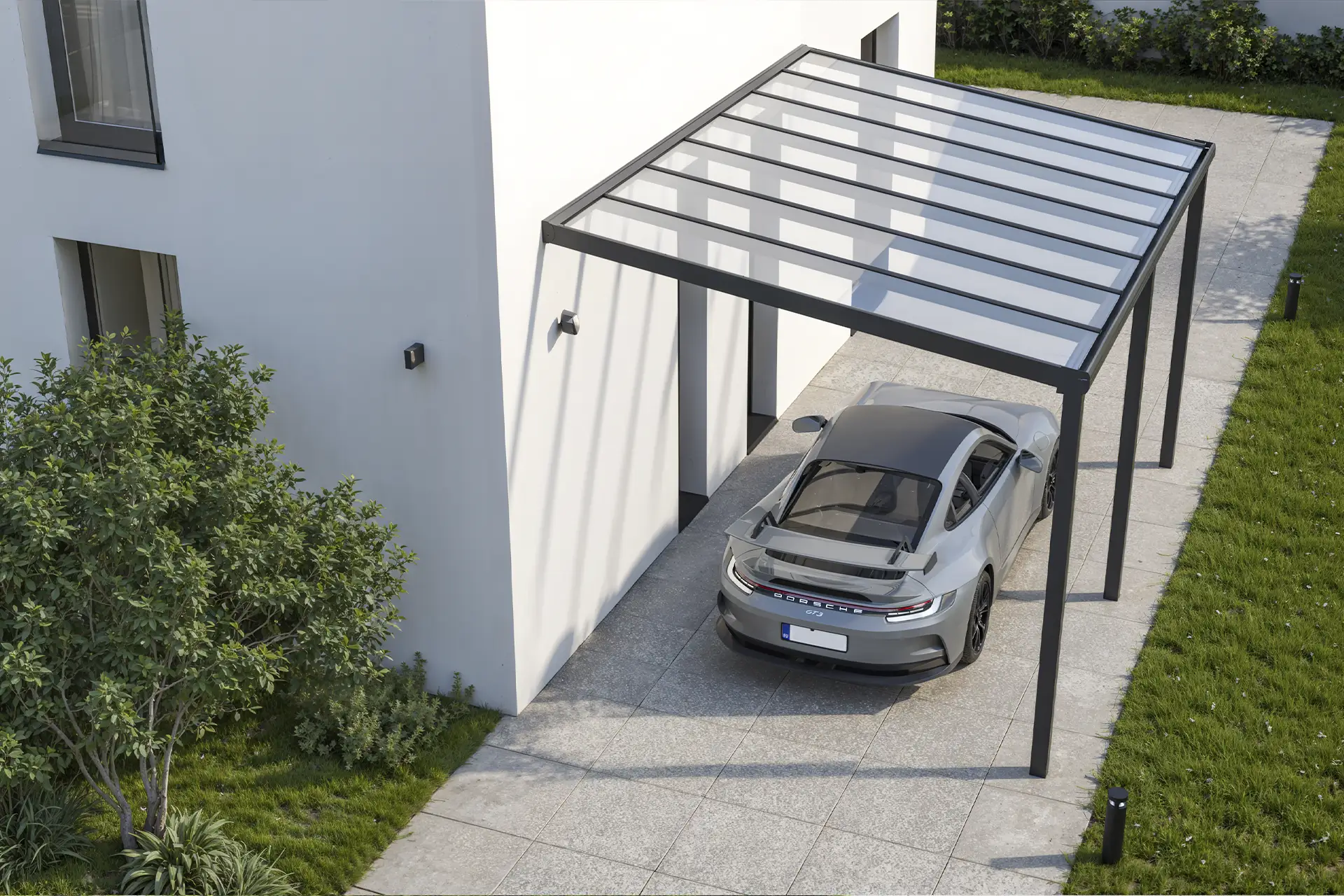 Carport als Pultdach mit Wndanschluss in Augsburg
